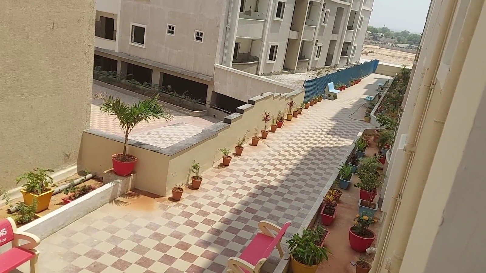 Landscaped courtyard with seating